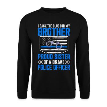 Frère Soeur Policier Application de la loi - Sweat-shirt Unisexe - noir - Devant - Alina (178cm) & Michal (187cm)