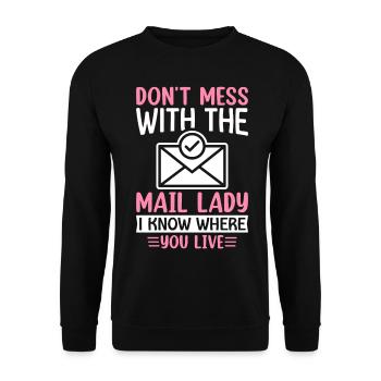 Service postal Postier postier dame de poste je sais où - Sweat-shirt Unisexe - noir - Devant - Alina (178cm) & Michal (187cm)