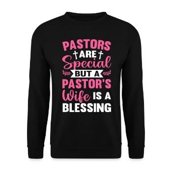 Pfarrersfrau Segen Christliche Kirche Leiterin - Unisex Pullover - Schwarz - Vorne - Alina (178cm) & Michal (187cm)