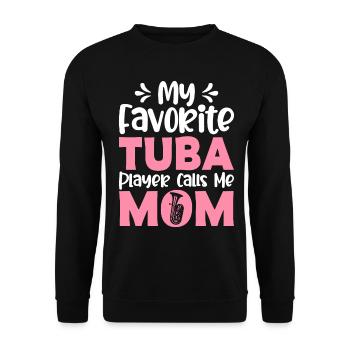 Mein Lieblingstubaspieler nennt mich Mama - Unisex Pullover - Schwarz - Vorne - Alina (178cm) & Michal (187cm)