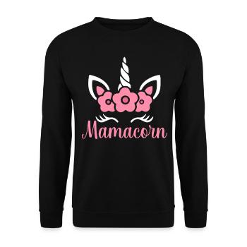Maman macorne licorne - Sweat-shirt Unisexe - noir - Devant - Alina (178cm) & Michal (187cm)