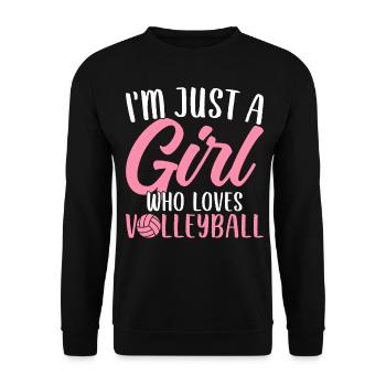 Nur ein Mädchen, das Volleyballspieler liebt - Unisex Pullover - Schwarz - Vorne - Alina (178cm) & Michal (187cm)