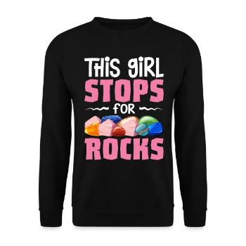Rockhounding Rock Collectors Geologist Girl Stops - Unisex Sweatshirt - black - Front - Alina (178cm) & Michal (187cm)