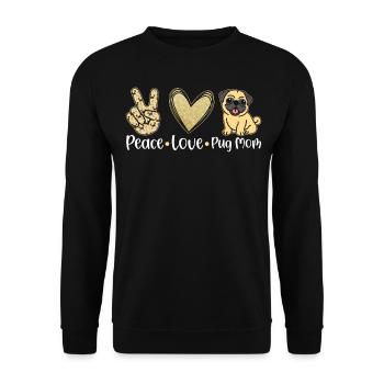 Paix Amour Carlin Mère Chiots Mère Carlin - Sweat-shirt Unisexe - noir - Devant - Alina (178cm) & Michal (187cm)