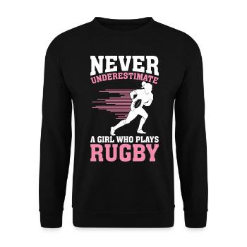 Ne sous-estimez jamais une fille qui joue au rugby - Sweat-shirt Unisexe - noir - Devant - Alina (178cm) & Michal (187cm)