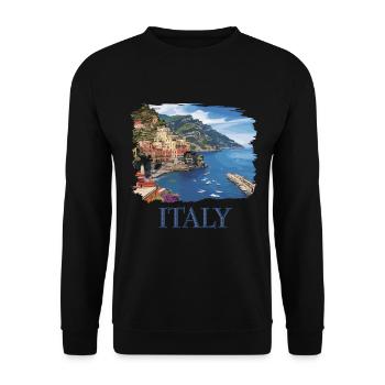Ich Muss Gar Nix Ich Muss Nur Nach Italien - Unisex Pullover - Schwarz - Vorne - Alina (178cm) & Michal (187cm)