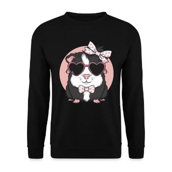 Meerschweinchen Liebe Love - Unisex Pullover - Schwarz - Vorne - Alina (178cm) & Michal (187cm)