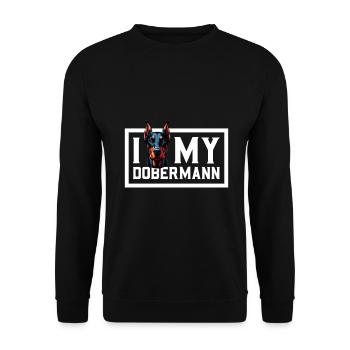 I love my Doberman - Unisex Sweatshirt - black - Front - Alina (178cm) & Michal (187cm)