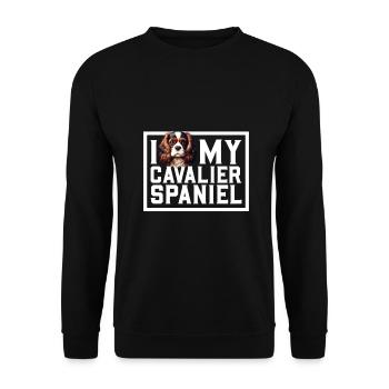 I love my Cavalier King Charles Spaniel - Unisex Sweatshirt - black - Front - Alina (178cm) & Michal (187cm)