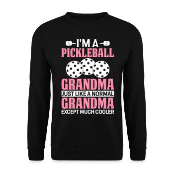 Pickleball Oma Viel cooler Pickle Ball Spieler - Unisex Pullover - Schwarz - Vorne - Alina (178cm) & Michal (187cm)