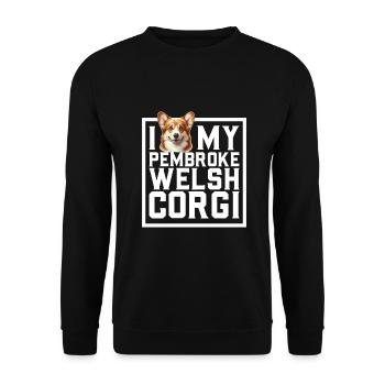 J’adore mon Welsh Corgi Pembroke - Sweat-shirt Unisexe - noir - Devant - Alina (178cm) & Michal (187cm)