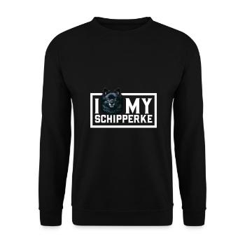 Ich liebe meinen Schipperke - Unisex Pullover - Schwarz - Vorne - Alina (178cm) & Michal (187cm)