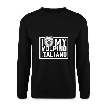Ich liebe meinen Volpino Italiano - Unisex Pullover - Schwarz - Vorne - Alina (178cm) & Michal (187cm)