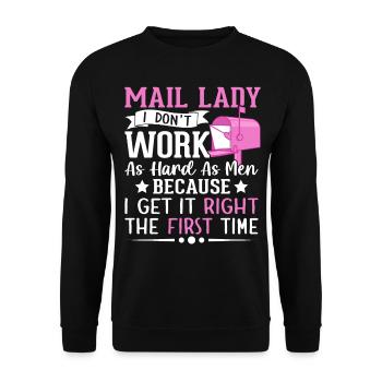 Factrice, je ne travaille pas aussi dur que les hommes Service postal - Sweat-shirt Unisexe - noir - Devant - Alina (178cm) & Michal (187cm)