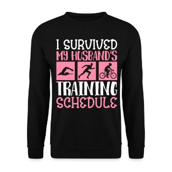 Triathletes Triathlon Survived Husband's Training - Unisex Sweatshirt - black - Front - Alina (178cm) & Michal (187cm)