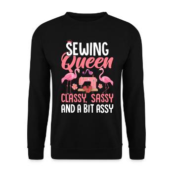 Sewing Queen Classy Sassy Bit Assy Sewer Women Sew - Unisex Pullover - Schwarz - Vorne - Alina (178cm) & Michal (187cm)