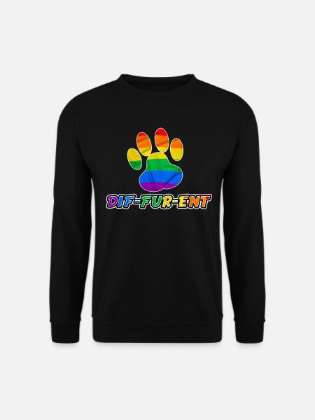 Dif-Fur-Ent Furry Fandom LGBTQ Pride Flag Furries - Unisex Pullover - Schwarz
