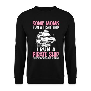 Moms Pirate Ship Drinking Pirate Ship Mom - Unisex Sweatshirt - black - Front - Alina (178cm) & Michal (187cm)