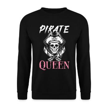 Pirate Queen Pirate Girl Captain - Unisex Sweatshirt - black - Front - Alina (178cm) & Michal (187cm)