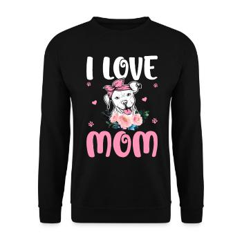 Ich liebe Mama Pitbull Mama Tattoo - Unisex Pullover - Schwarz - Vorne - Alina (178cm) & Michal (187cm)