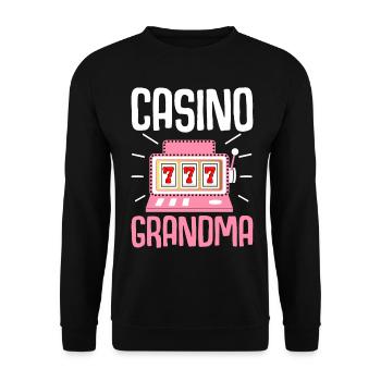 Casino Oma Spielautomat Casino Lover - Unisex Pullover - Schwarz - Vorne - Alina (178cm) & Michal (187cm)