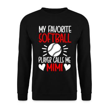 Mein Lieblings-Softballspieler nennt mich Mimi - Unisex Pullover - Schwarz - Vorne - Alina (178cm) & Michal (187cm)