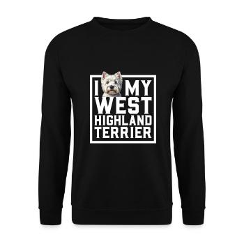 Ich liebe meinen West Highland Terrier - Unisex Pullover - Schwarz - Vorne - Alina (178cm) & Michal (187cm)
