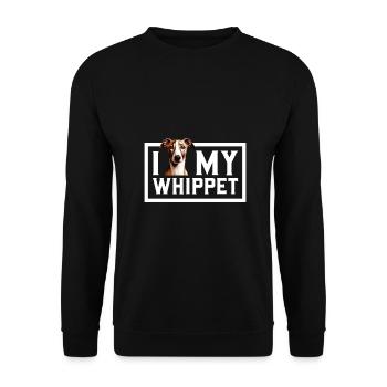 Ich liebe meinen Whippet - Unisex Pullover - Schwarz - Vorne - Alina (178cm) & Michal (187cm)