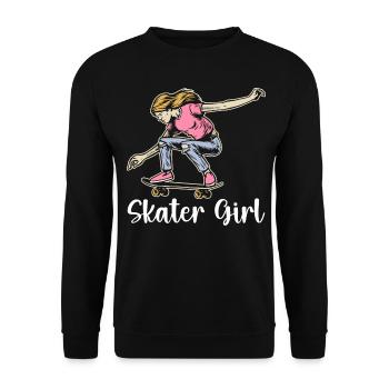 Skater Girl Skateboarding Skateboarder Girl - Unisex Pullover - Schwarz - Vorne - Alina (178cm) & Michal (187cm)