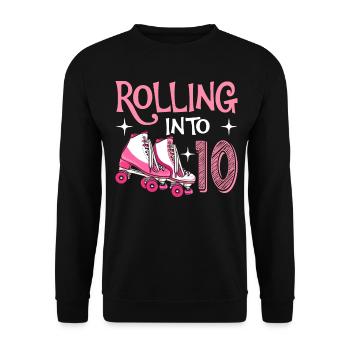 Rolling Into 10 10 Year Old Birthday Scooter - Unisex Sweatshirt - black - Front - Alina (178cm) & Michal (187cm)