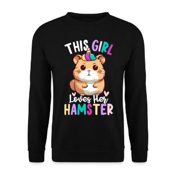 Cette fille aime son hamster Femelle - Sweat-shirt Unisexe - noir - Devant - Alina (178cm) & Michal (187cm)