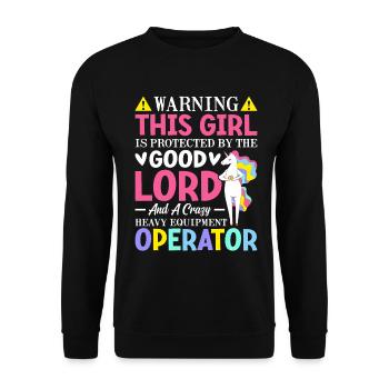 Girl Protected By Heavy Equipment Operator - Unisex Sweatshirt - black - Front - Alina (178cm) & Michal (187cm)