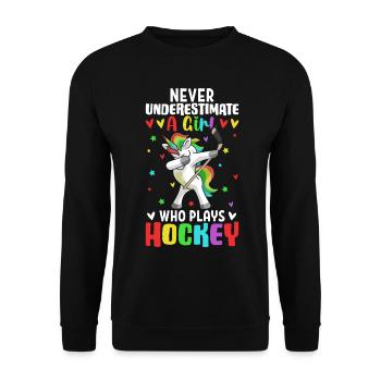 Une fille qui joue au hockey Joueuse de hockey - Sweat-shirt Unisexe - noir - Devant - Alina (178cm) & Michal (187cm)