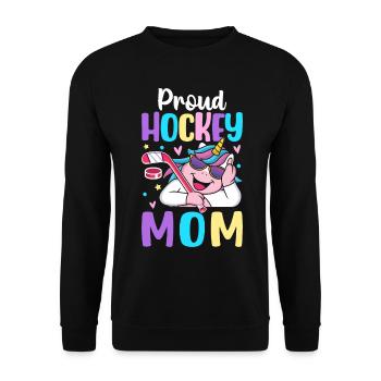 Proud Hockey Mom Hockeyspielerin Grafikdesign für - Unisex Pullover - Schwarz - Vorne - Alina (178cm) & Michal (187cm)