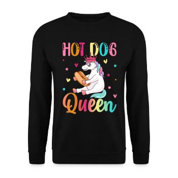 Hot Dog Queen Wurstbrötchen Hotdog Girl Gegrillter - Unisex Pullover - Schwarz - Vorne - Alina (178cm) & Michal (187cm)