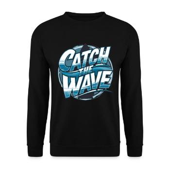 Catch the Wave für einen Surfer Wellenreiter - Unisex Pullover - Schwarz - Vorne - Alina (178cm) & Michal (187cm)