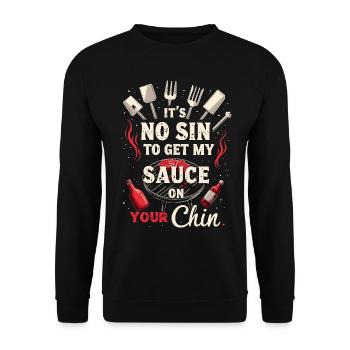 Lustig BBQ Männer Frauen Grillen Fleisch Räuchern Grillen - Unisex Pullover - Schwarz - Vorne - Alina (178cm) & Michal (187cm)