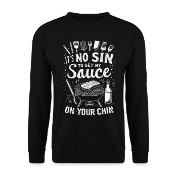 Lustig BBQ Männer Frauen Grillen Fleisch Räuchern Grillen - Unisex Pullover - Schwarz - Vorne - Alina (178cm) & Michal (187cm)