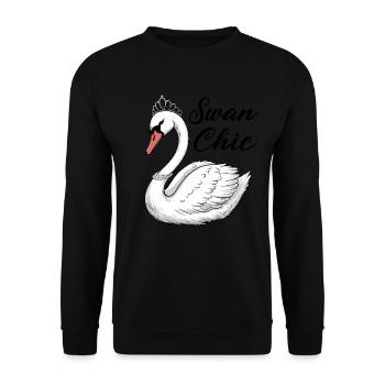Eleganter Schwan für Schwan Fan - Unisex Pullover - Schwarz - Vorne - Alina (178cm) & Michal (187cm)