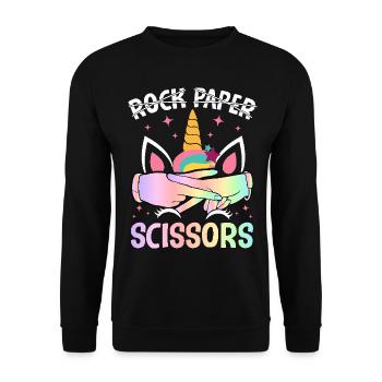 Funny Lesbian Pride LGBTQ Rock Paper Scissors - Unisex Sweatshirt - black - Front - Alina (178cm) & Michal (187cm)
