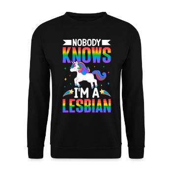 Personne ne sait que je suis une fierté lesbienne LGBTQ Arc-en-ciel - Sweat-shirt Unisexe - noir - Devant - Alina (178cm) & Michal (187cm)