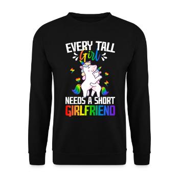 Tall Girl Needs A Short Girlfriend Lesbian Pride - Unisex Sweatshirt - black - Front - Alina (178cm) & Michal (187cm)