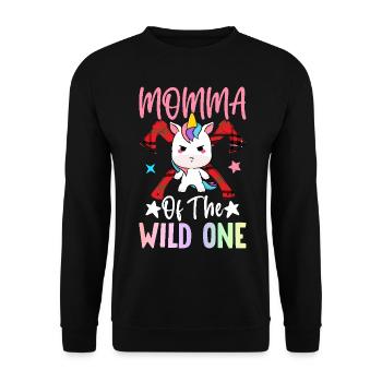 Momma Of Wild One 1 Jahr alt Arborist Geburtstag - Unisex Pullover - Schwarz - Vorne - Alina (178cm) & Michal (187cm)