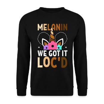 Mélanine Nous l’avons localisé Peau brune Noir Afro - Sweat-shirt Unisexe - noir - Devant - Alina (178cm) & Michal (187cm)