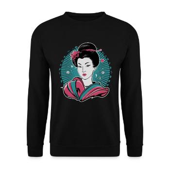 Japan Tradition Japanisch Kultur Frau - Unisex Pullover - Schwarz - Vorne - Alina (178cm) & Michal (187cm)