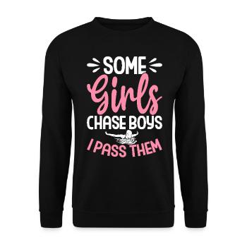 Schwimmen Schwimmer Frauen Einige Mädchen jagen - Unisex Pullover - Schwarz - Vorne - Alina (178cm) & Michal (187cm)