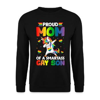 Proud Mom Of A Smartass Gay Son Gay Pride Rainbow - Unisex Pullover - Schwarz - Vorne - Alina (178cm) & Michal (187cm)