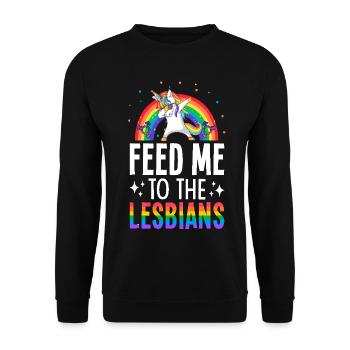 Nourris-moi aux lesbiennes Fierté lesbienne LGBTQ - Sweat-shirt Unisexe - noir - Devant - Alina (178cm) & Michal (187cm)