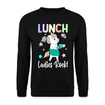 Lunch ladies rock! Lunch Lady Cafeteria Crew - Unisex Sweatshirt - black - Front - Alina (178cm) & Michal (187cm)