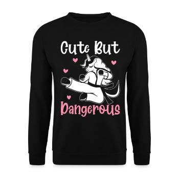 Drôle Taekwondo Karaté Licorne Mignon Mais - Sweat-shirt Unisexe - noir - Devant - Alina (178cm) & Michal (187cm)